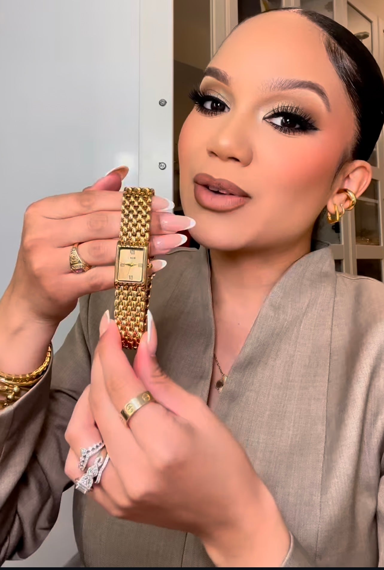 Relógio Feminino Dourado Elegante aço inoxidável
