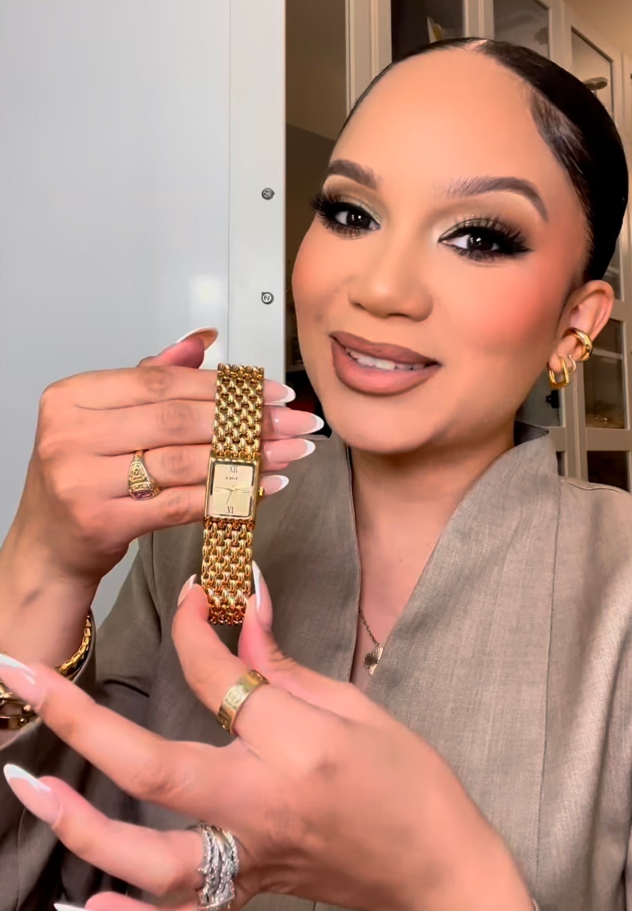 Relógio Feminino Dourado Elegante aço inoxidável