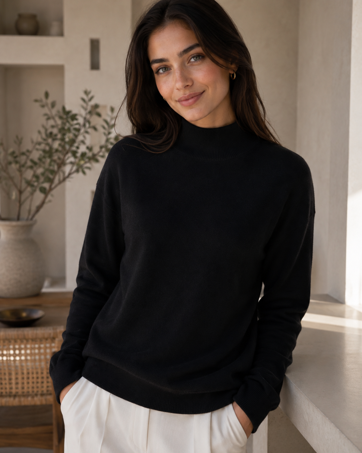Elena Soft Knit Turtleneck Sweater
