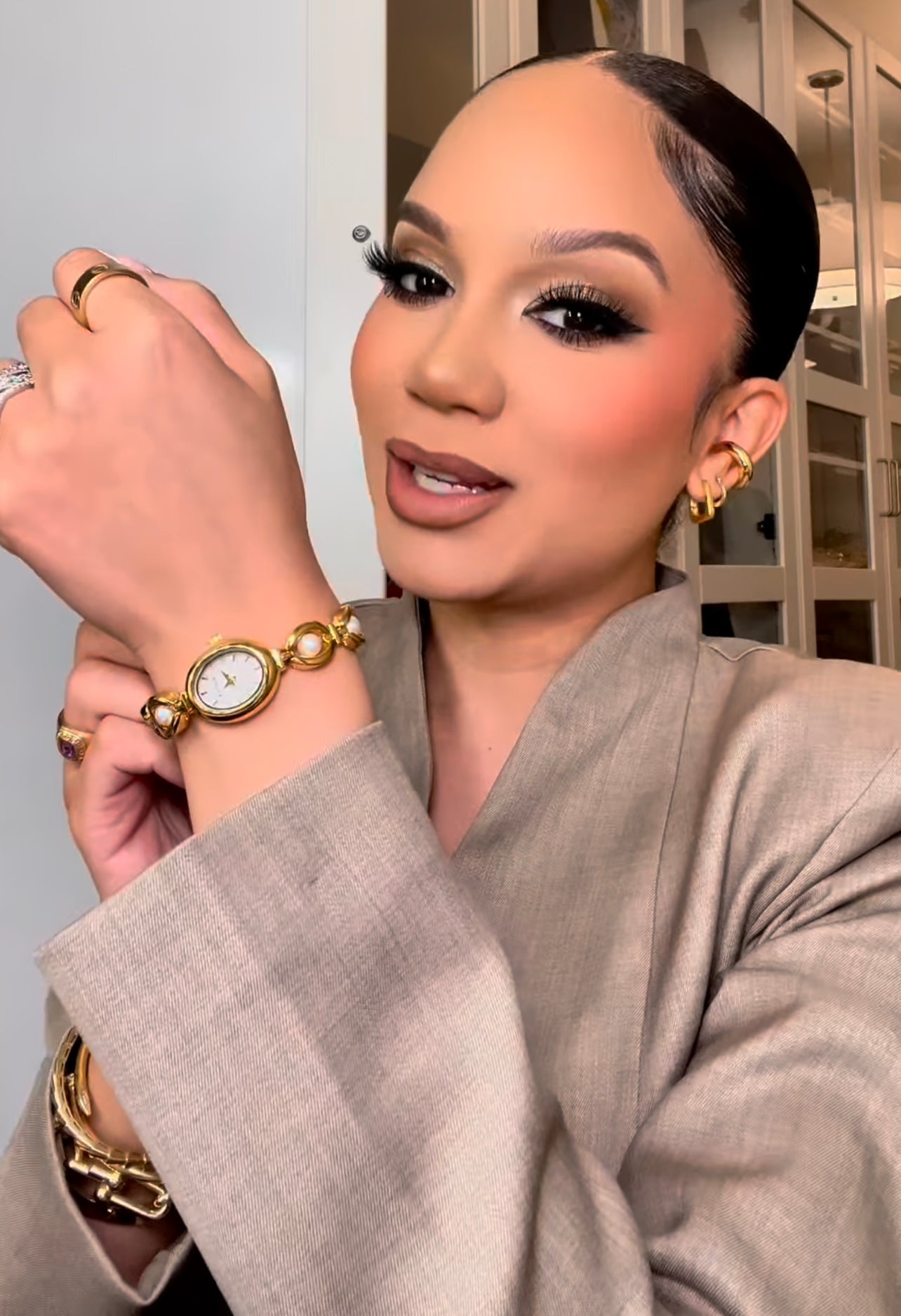 Relógio Feminino Dourado Elegante aço inoxidável