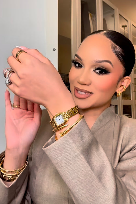 Relógio Feminino Dourado Elegante aço inoxidável